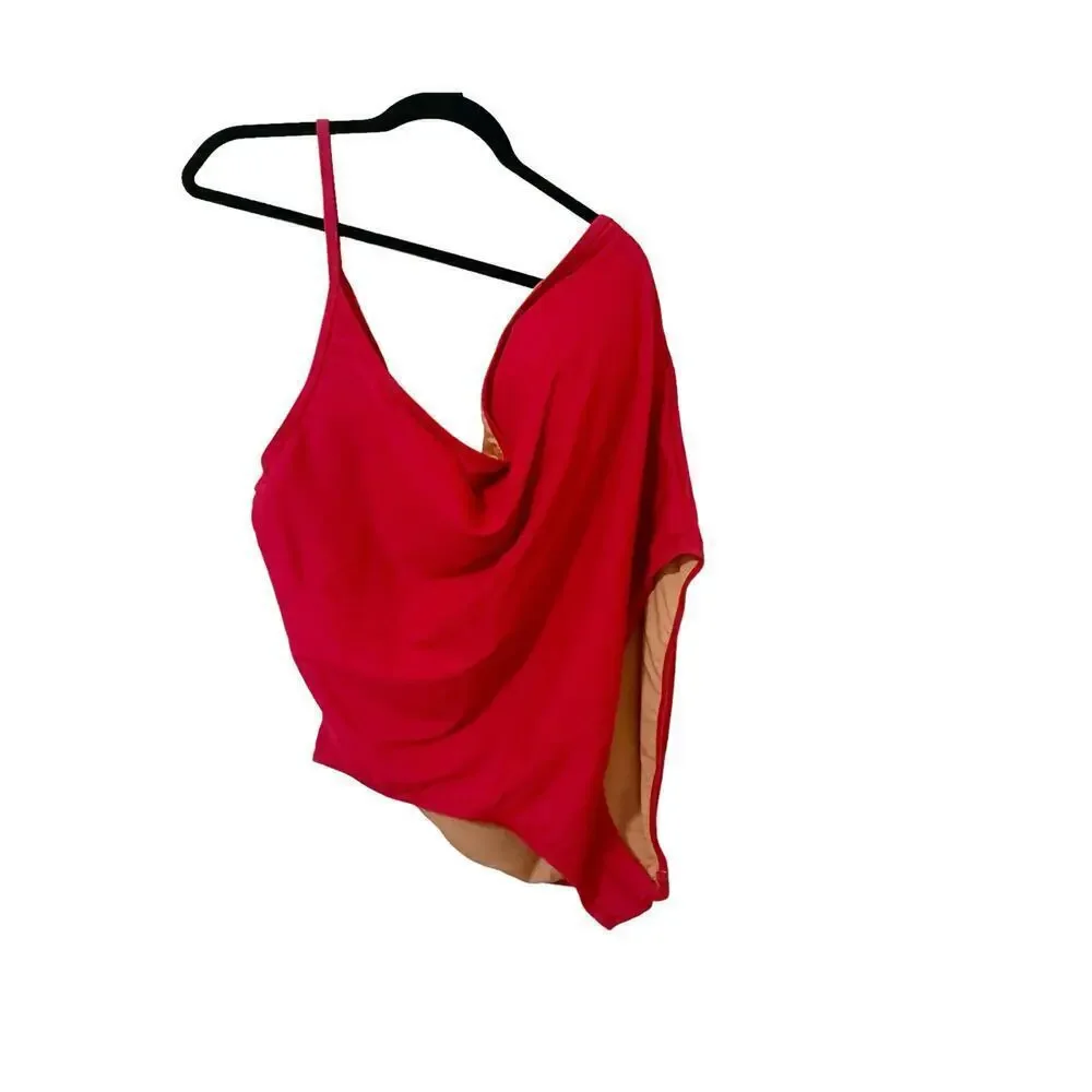 J. Crew NWT Ribbed One-Strap Modern One-Piece Swimsuit Wild Hibiscus Size 24 NWT